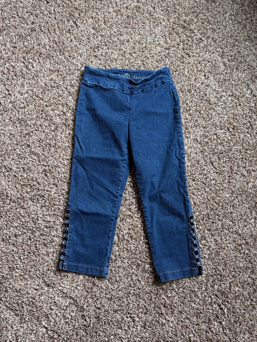 Women’s Dark Blue Ankle Jeans with Side Button Detail - Classic